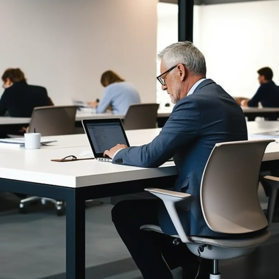 Homem escritor com caderno em escritório criativo