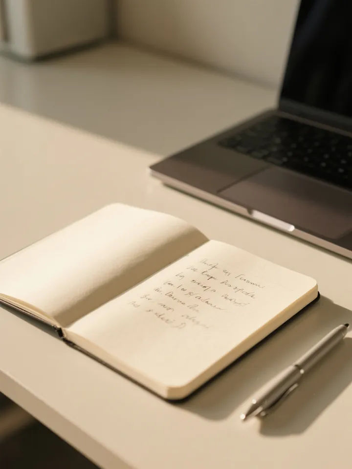 Pessoa escrevendo em caderno criativo